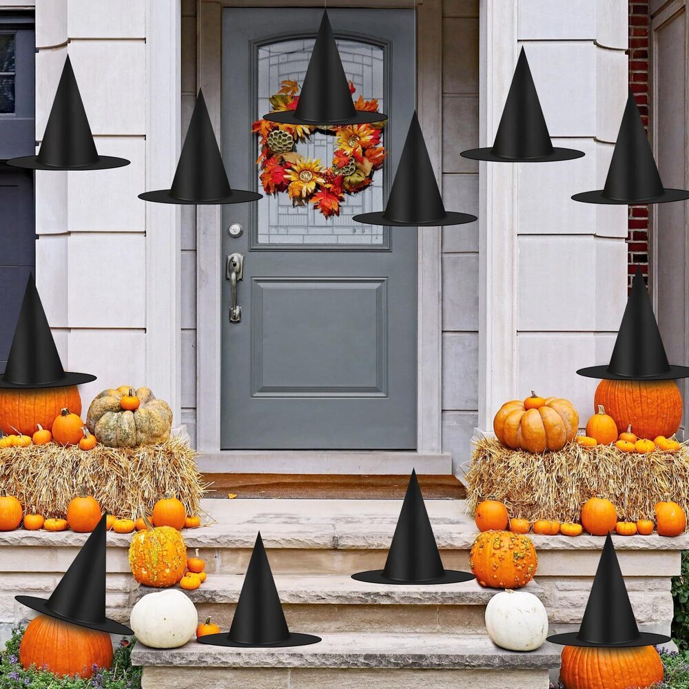 5491 Halloween Decorations Witch Hat, 12 Pcs Thickened Black Witch Hats